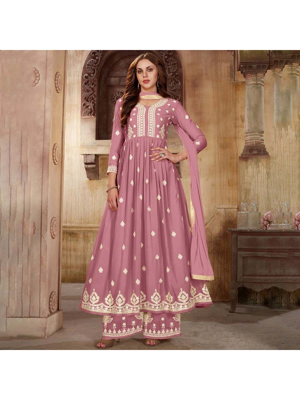 Classy Pink Faux Georgette Designer Salwar Suit